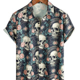 T-shirt από Βαμβάκι για το Καλοκαίρι με Κοντό Μανίκι για Άνδρες με Κρανίο Punk Rock