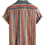 Ανδρικό Κοντομάνικο Πουκάμισο Casual Retro με Πολύχρωμες Ράβδους