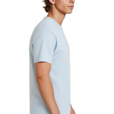 Ανδρικό T-shirt από βαμβάκι – Αναπνεύσιμο κοντομάνικο με στρογγυλή λαιμόκοψη – Θολό μπλε