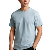 Ανδρικό T-shirt από βαμβάκι – Αναπνεύσιμο κοντομάνικο με στρογγυλή λαιμόκοψη – Θολό μπλε