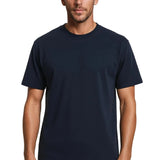 Ανδρικό T-shirt από βαμβάκι – Αναπνεύσιμο, κοντό μανίκι, στρογγυλή λαιμόκοψη – Μπλε