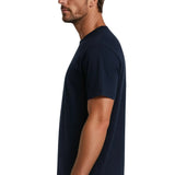 Ανδρικό T-shirt από βαμβάκι – Αναπνεύσιμο, κοντό μανίκι, στρογγυλή λαιμόκοψη – Μπλε