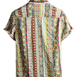 Ρετρό Πουκάμισο από Βαμβάκι με Κοντό Μανίκι Boho για Άνδρες