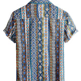 Ρετρό Πουκάμισο από Βαμβάκι με Κοντό Μανίκι Boho για Άνδρες