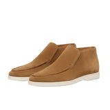 Ανδρικά Δερμάτινα Μοκασίνια – Slip-On Chukka Στυλ, Ίσιο Τακούνι – Καφέ