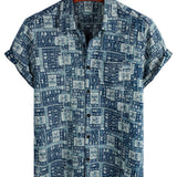 Κοντομάνικο Πουκάμισο από Βαμβάκι Retro Casual για Άνδρες