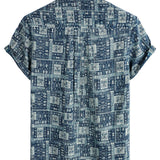 Κοντομάνικο Πουκάμισο από Βαμβάκι Retro Casual για Άνδρες
