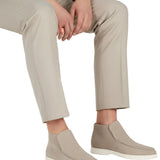 Ανδρικά Suede Μοκασίνια – Slip-On Chukka Στυλ, Flat Τακούνι – Γκρίζο