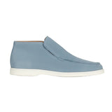 Ανδρικά Δερμάτινα Μοκασίνια – Slip-On Chukka Στυλ, Επίπεδη Σόλα – Ανοιχτό Μπλε