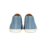 Ανδρικά Δερμάτινα Μοκασίνια – Slip-On Chukka Στυλ, Επίπεδη Σόλα – Ανοιχτό Μπλε