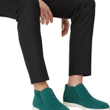 Ανδρικά Μοκασίνια από Σουέτ – Slip-On Chukka Στυλ, Ίσια Σόλα – Μπλε-Πράσινο