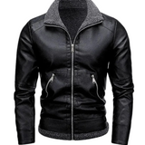 Κομψό Δερμάτινο Μπουφάν με Fleece