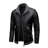 Κομψό Δερμάτινο Μπουφάν με Fleece