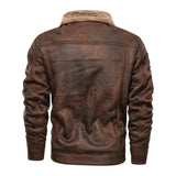 Κομψό Ζεστό Δερμάτινο Μπουφάν με Fleece