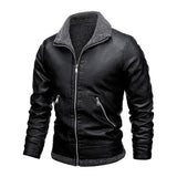 Κομψό Δερμάτινο Μπουφάν με Fleece