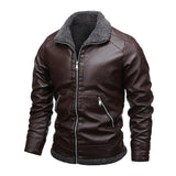 Κομψό Δερμάτινο Μπουφάν με Fleece