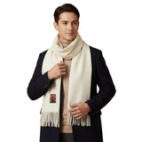 Κασκόλ Marais Cashmere Merino για άνδρες - Λευκό